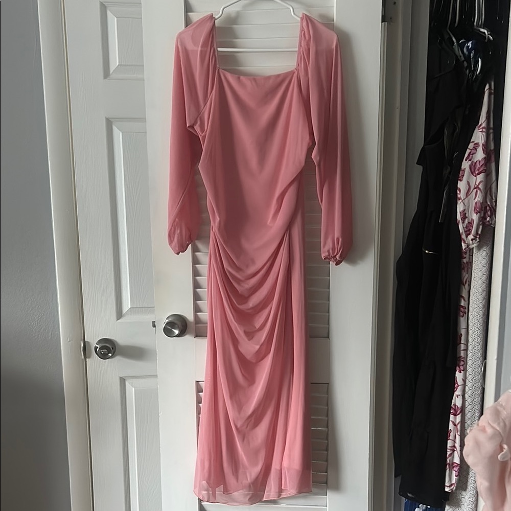 Mesh pink maternity dress